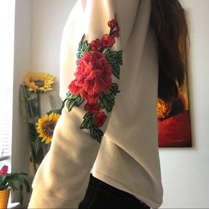 Embroidered Sleeve Sweater
